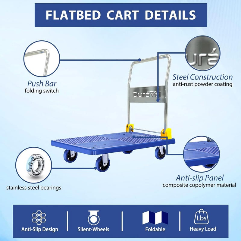 Duravel Heavy Duty Platform Trolley with 360 Degree Swivel Wheels - 300 KG Capacity - Image 2